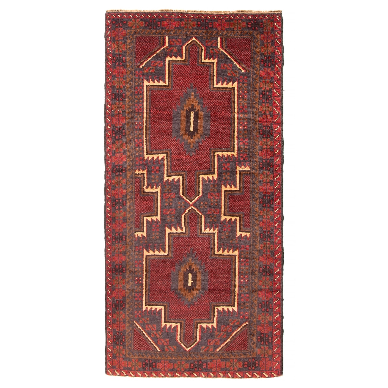 ECARPETGALLERY Hand-knotted Baluch Red Wool Rug - 3'4 x 6'8