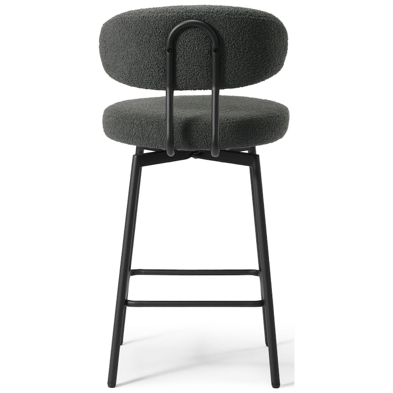 Bayville 27 Inch Faux Shearling Fabric Upholstered Swivel Counter Stool (Set of 2)