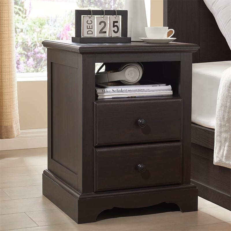 Nightstand with Charging Station - Espresso