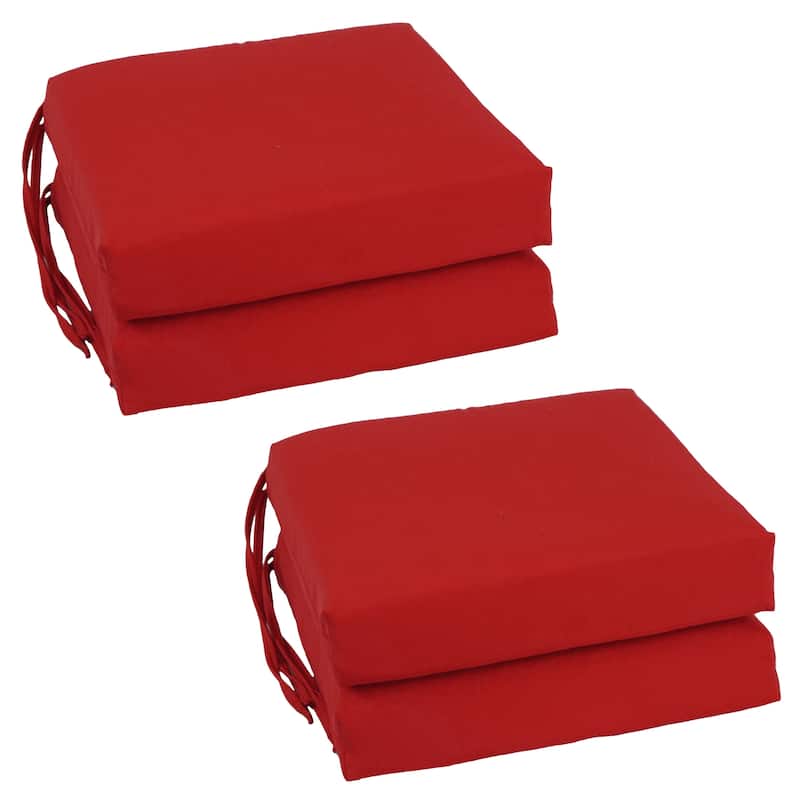 16-inch Square Indoor Twill Chair Cushions (Set of 2 or 4) - 16 x 16 - Set of 4 - Ruby Red