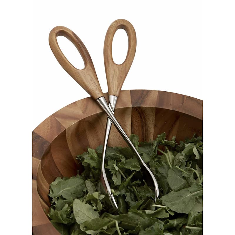 Nambe Curvo Salad Scissors - Brown