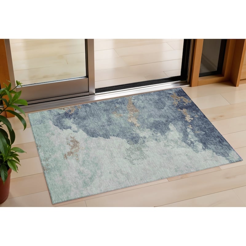HomeRoots Abstract Transitional Rectangle Outdoor Rug - 3' x 5'