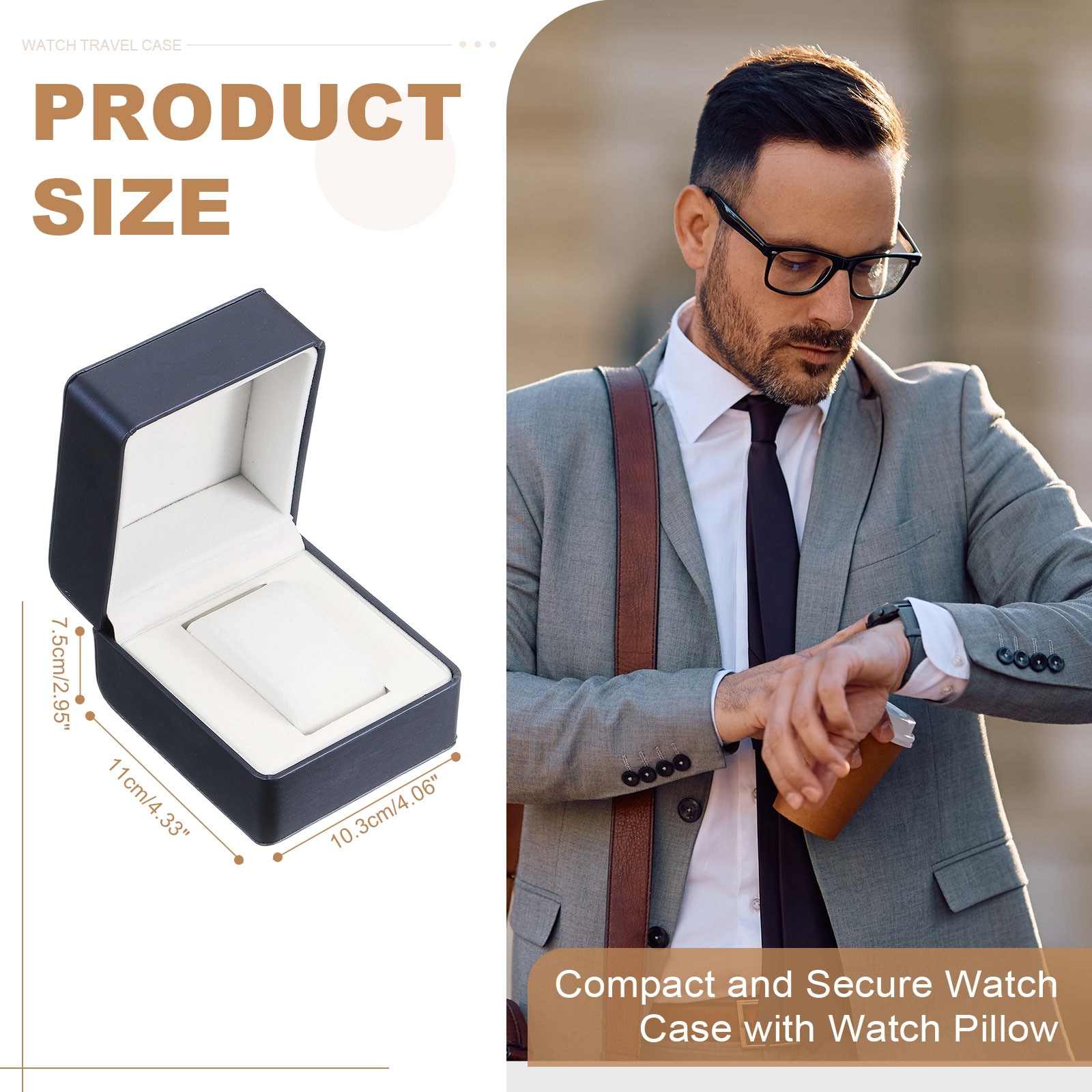 Watch Travel Case Watch Storage Box Organizer - 4.33" x 4.06" x 2.95"