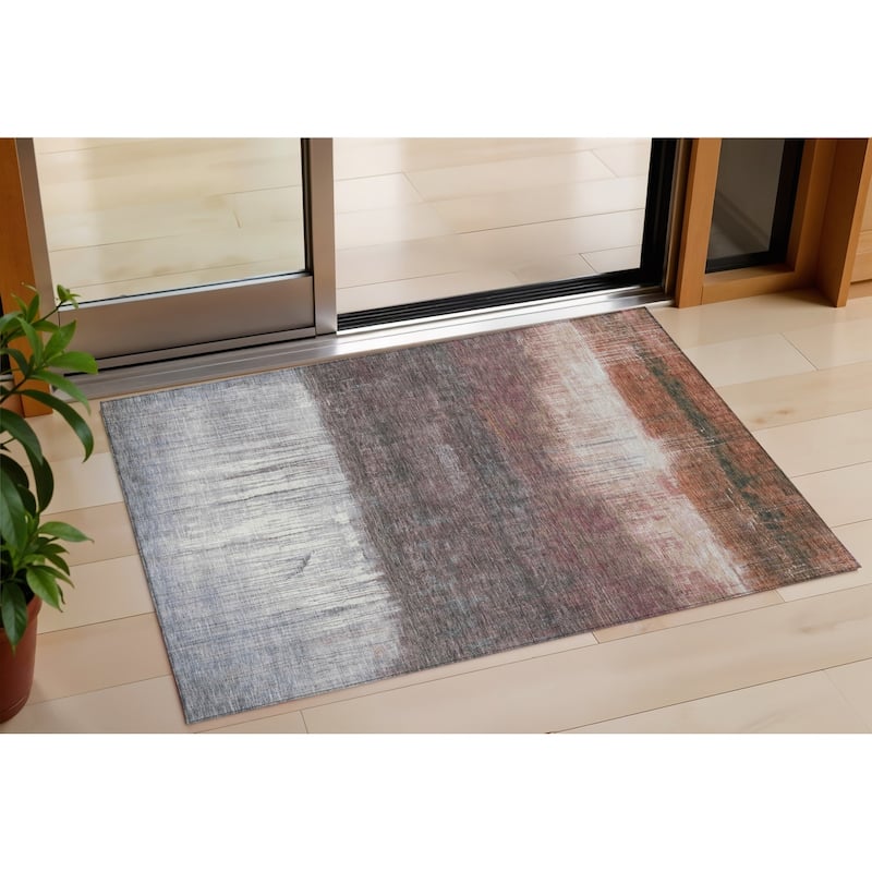 HomeRoots Abstract Transitional Rectangle Outdoor Rug - 3' x 5'