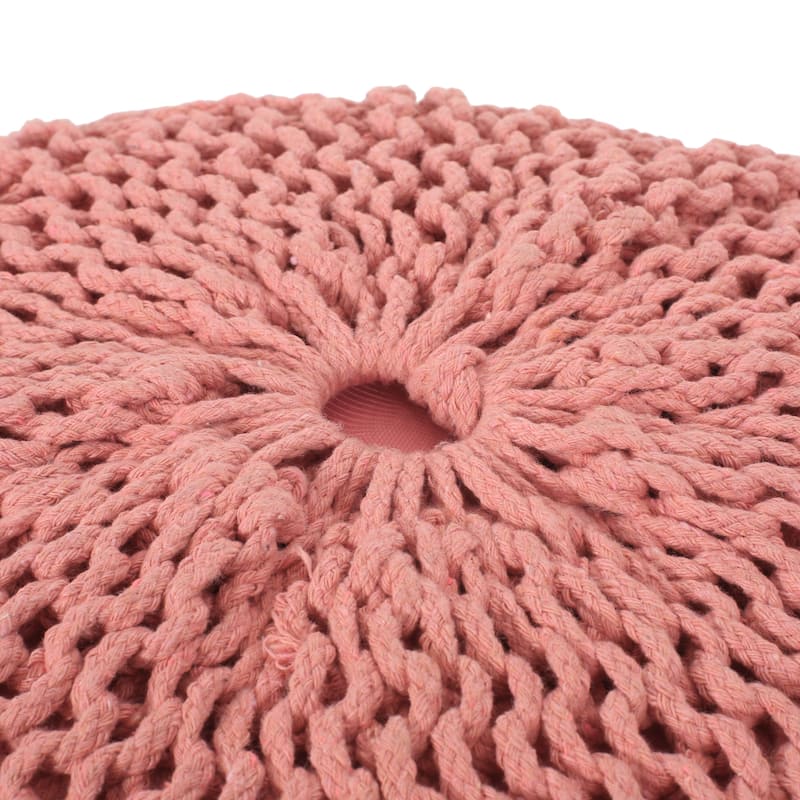 Hortense Indoor Cotton Knitted Round Pouf by Christopher Knight Home