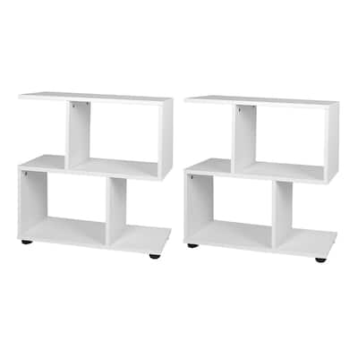Costway 2 PCS 2-Tier Bookshelf S Shaped Bookcase Storage Rack Display - See Details