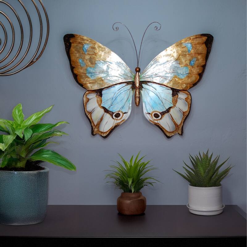 Butterfly Wall Decor Copper With Aqua (m2006) - 1 x 18 x 13 - Multi