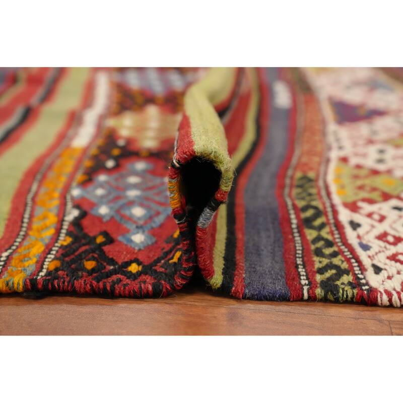 Hand Woven Oriental 100% Wool Carpet Southwestern Tribal Multi-Colored Kilim Area Rug - 7' 4'' X 4' 11''