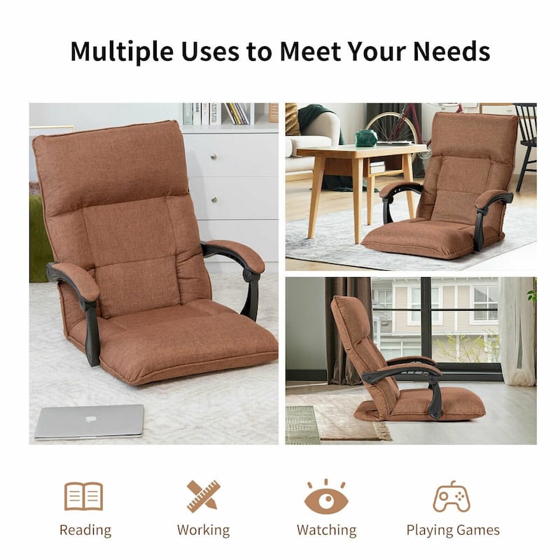 Position Floor Chair Lazy Sofa with Adjustable Back Headrest Waist - 26.5" x 29" x 29.5" (L x W x H)