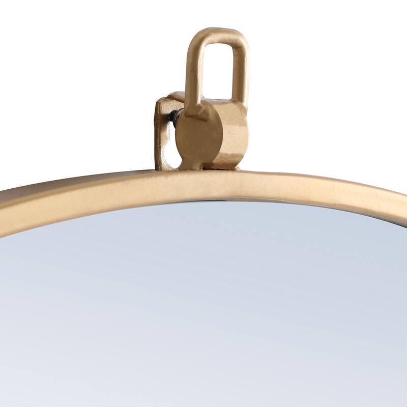 Strick & Bolton Patti Metal 36-inch Round Mirror with Decorative Hook