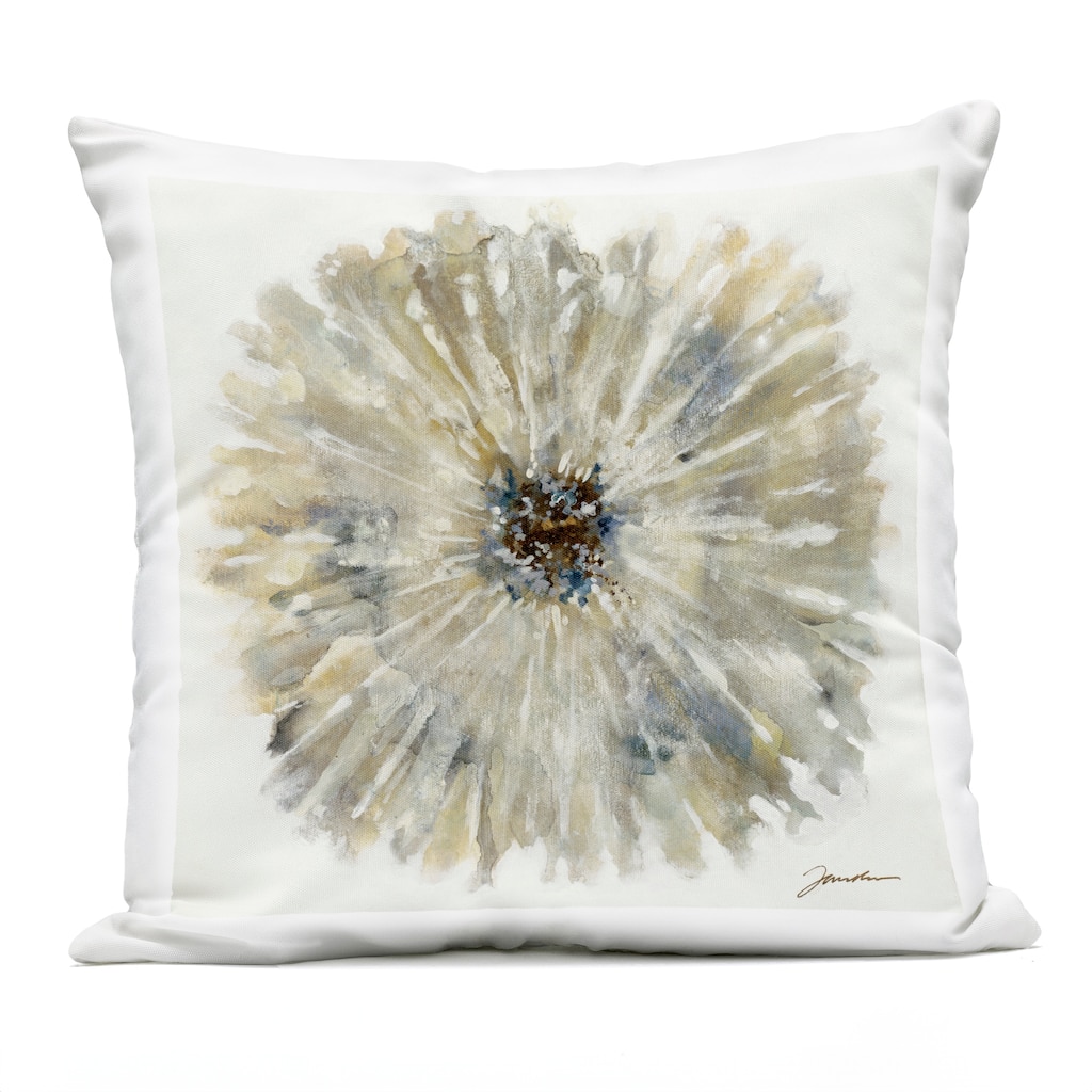 Stupell Neutral Rustic Abstract Flower Printed Outdoor Throw Pillow Design by Liz Jardine