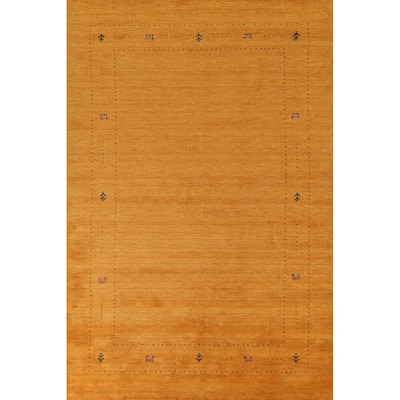 Orange Rust Gabbeh Oriental Area Rug Handmade Wool Carpet - 6'8"x 9'9"