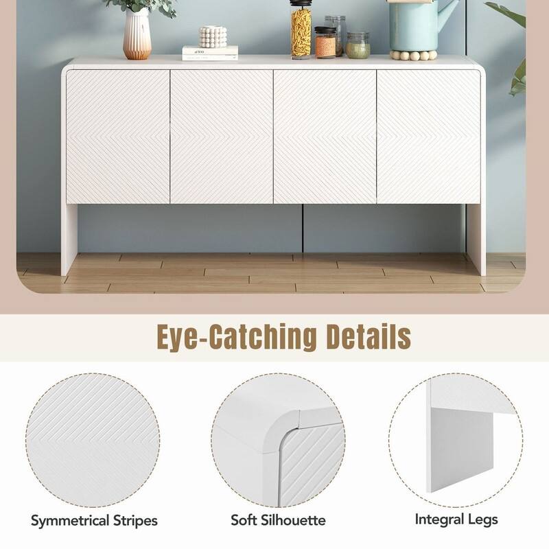 60"L Large Storage Space Sideboard with 4 Doors