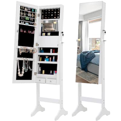 Standing Jewelry Storage Mirror Cabinet With LED Lights