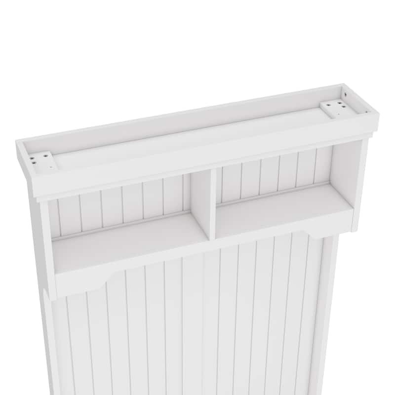 GDFStudio - Cherry Hall Tree with Shoe Bench, Coat Hooks and Display Shelves - 4-in-1 Entryway Organizer
