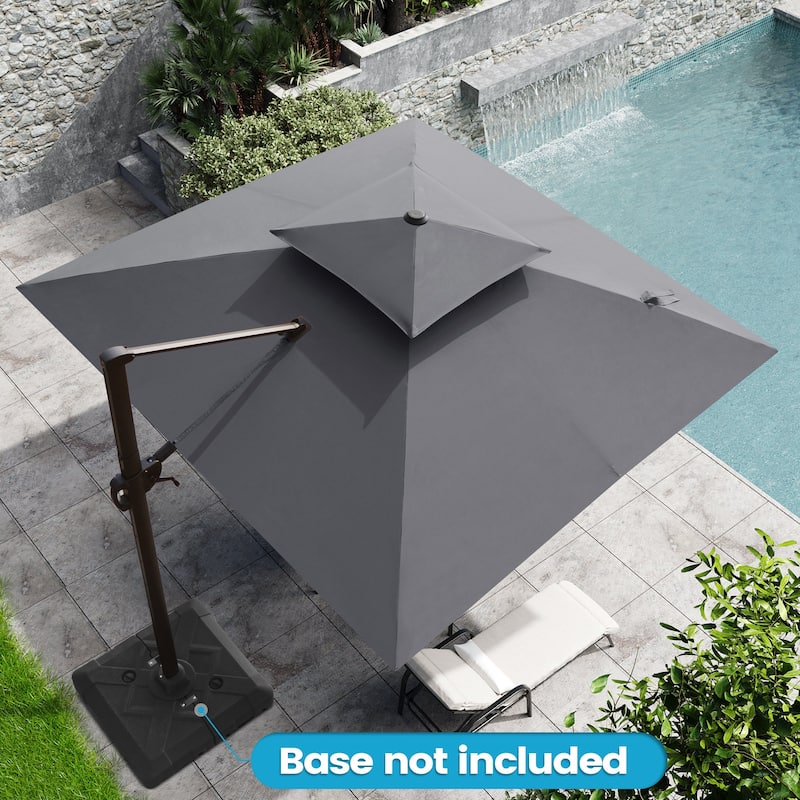 Outdoor 10FT Square Offset Cantilever Patio Umbrella 360-Degree Rotation