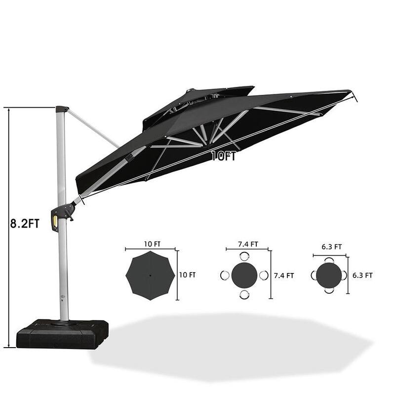 PURPLE LEAF 10 ft Double Top Round Windproof Offset Hanging Patio Umbrella