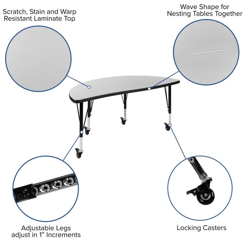 2 Piece Mobile 47.5" Circle Flexible Kids Activity Table Set