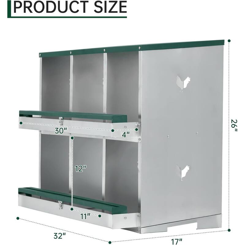 6 Compartment Nesting Box, Chicken Laying Box, Easy to Clean and Install