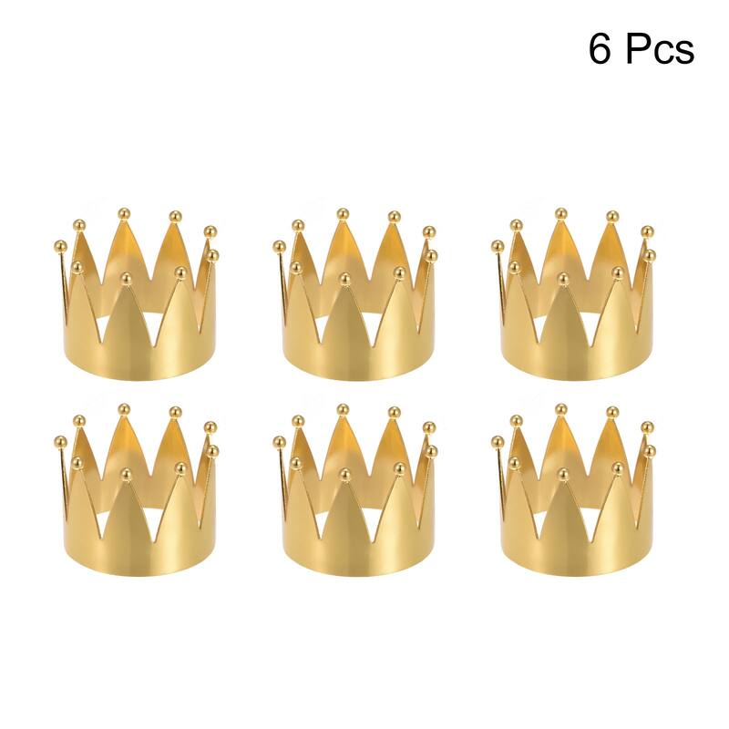 Napkin Rings, 6pcs 43mm ID Alloy Crown Shape Napkin Buckles, Gold Tone