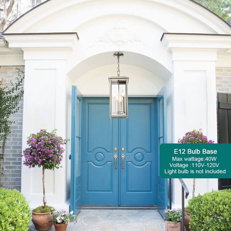 Farmhouse Outdoor Pendant Light Fixutre with Clear Glass - 4-light