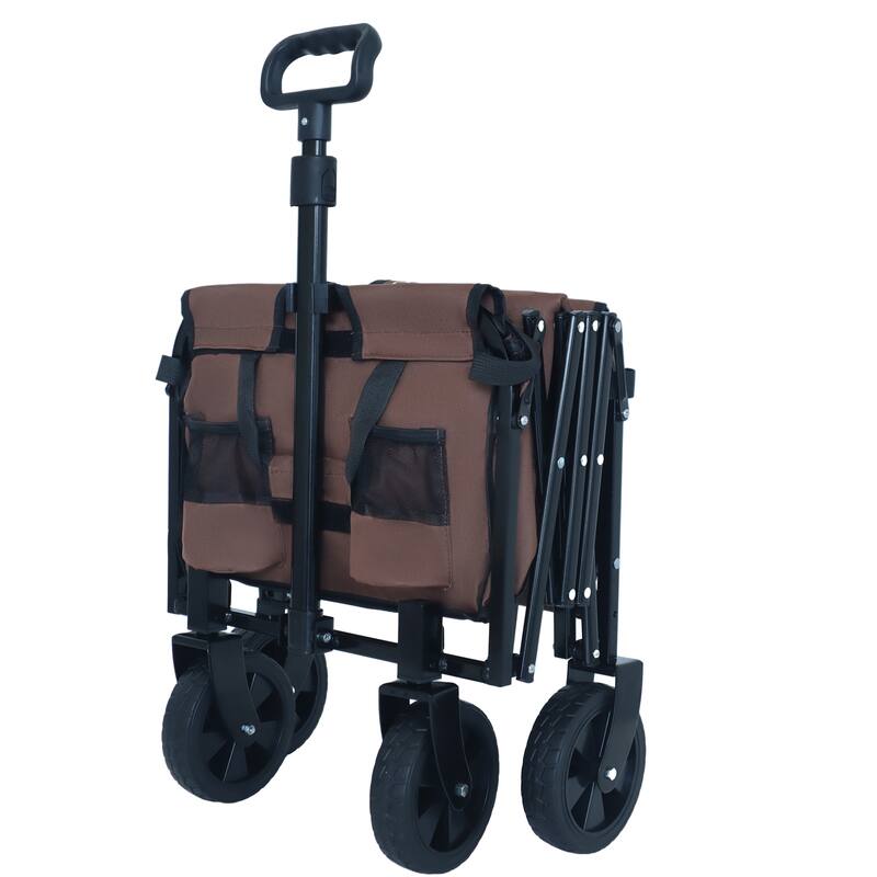 Expandable Dual-Layer Utility Wagon with 100% Extra Space - Grocery Cart for Camping, Shopping, Sports, Gardening, Fishing