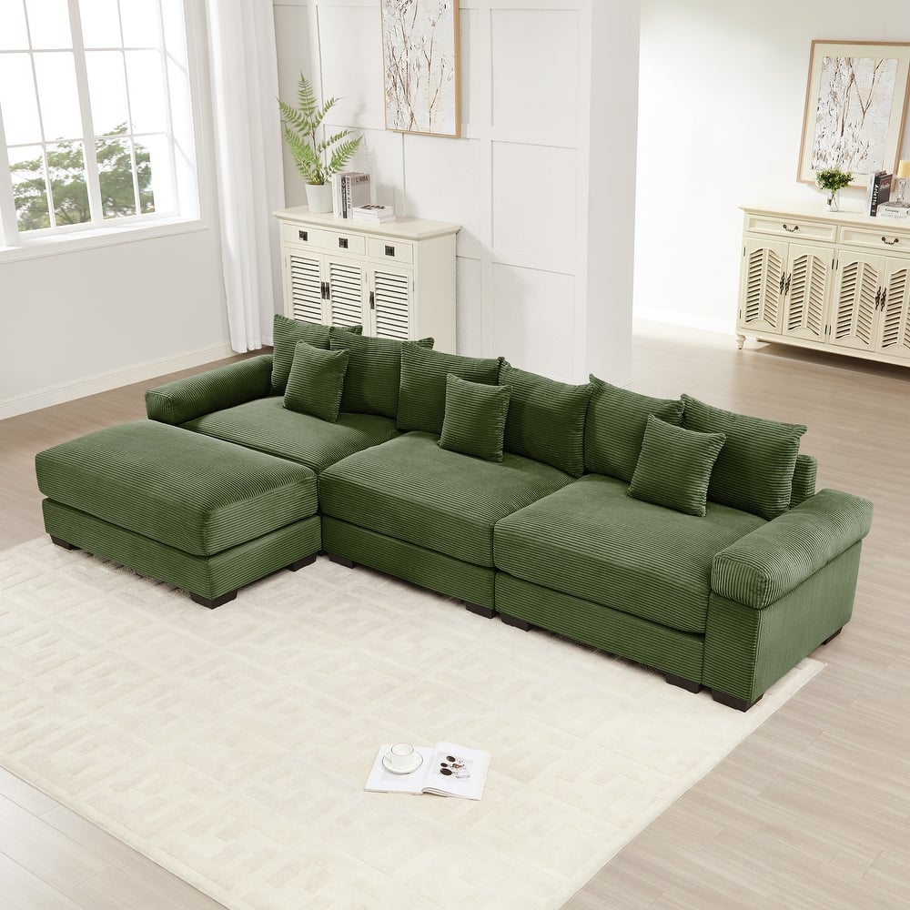Oversized Corduroy Cloud Modular Sofa with Throw Pillows
