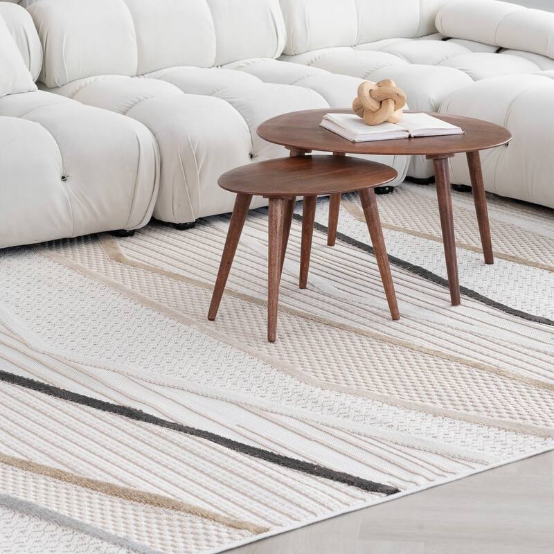 Bogog Abstract Modern Stain Resistant Woven Durable Area Rug By HomeRoots