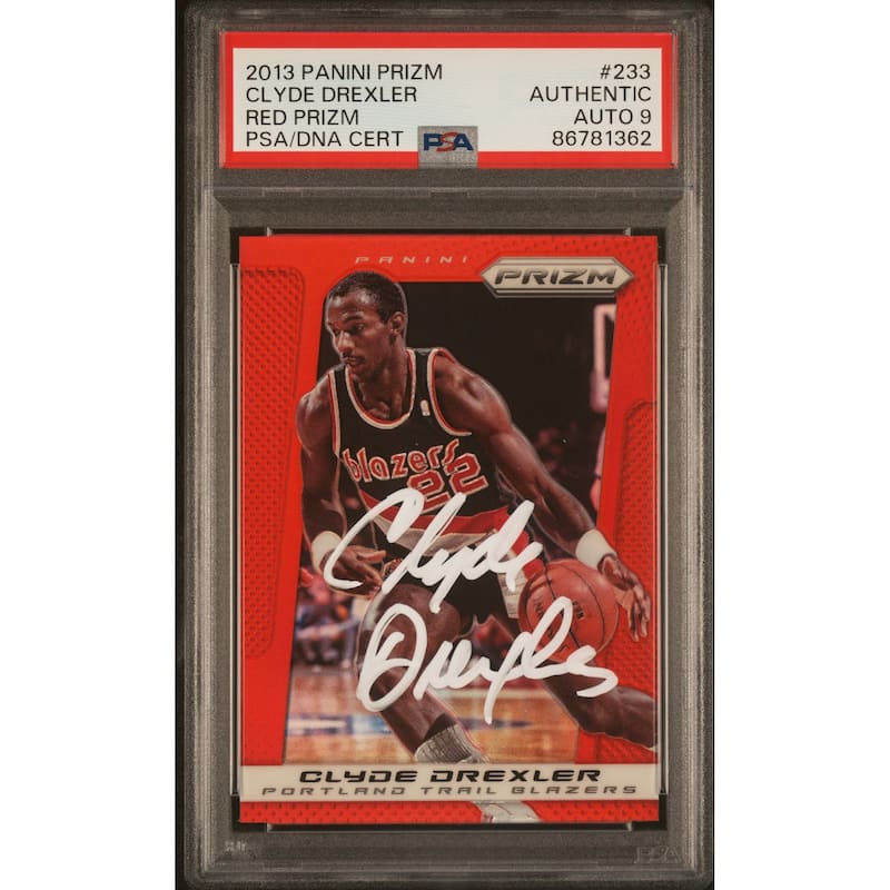 Clyde Drexler 2013 Panini Prizm Red Signed Card #233 Auto Graded PSA 9 86781362 - 8'6" x 11'6"