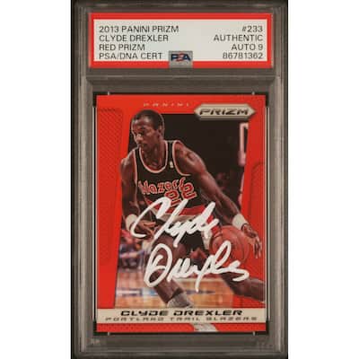Clyde Drexler 2013 Panini Prizm Red Signed Card #233 Auto Graded PSA 9 86781362 - 8'6" x 11'6"