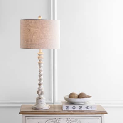 Blanche 33" Rustic Resin LED Table Lamp, White Wash by JONATHAN Y