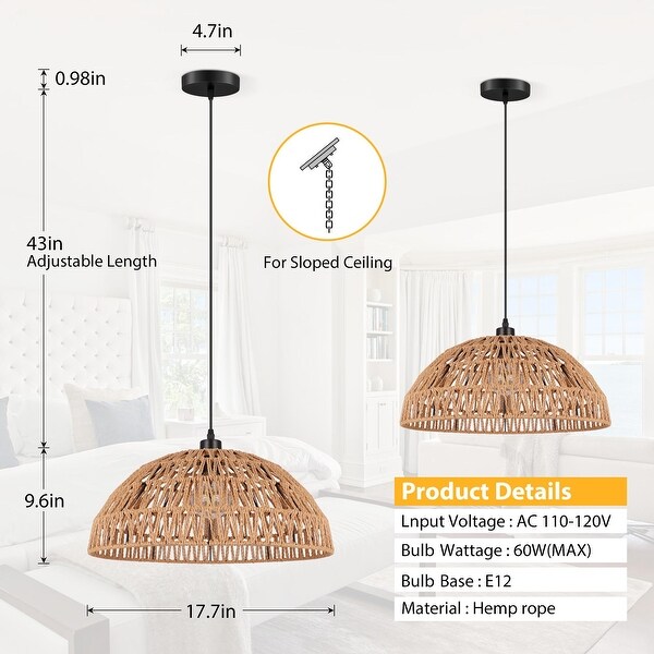 2 - Pack Pendant Lights (Set of 2) - Black/Brown - Bed Bath