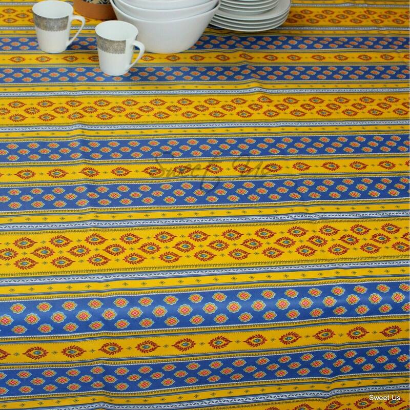 Wipeable Stain Resistant French Chateau Cotton Floral Tablecloth