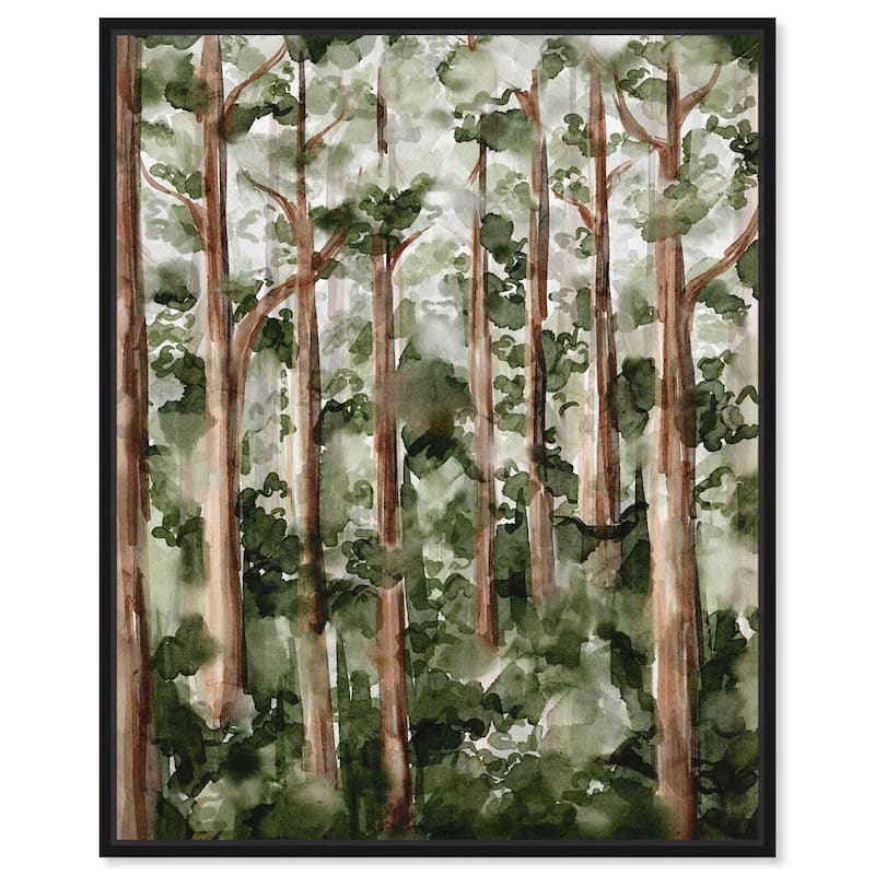 Art Remedy Wildy Forest Framed Landscape 1 Piece Canvas Wall Art Watercolor Style - 21 x 25 - Black