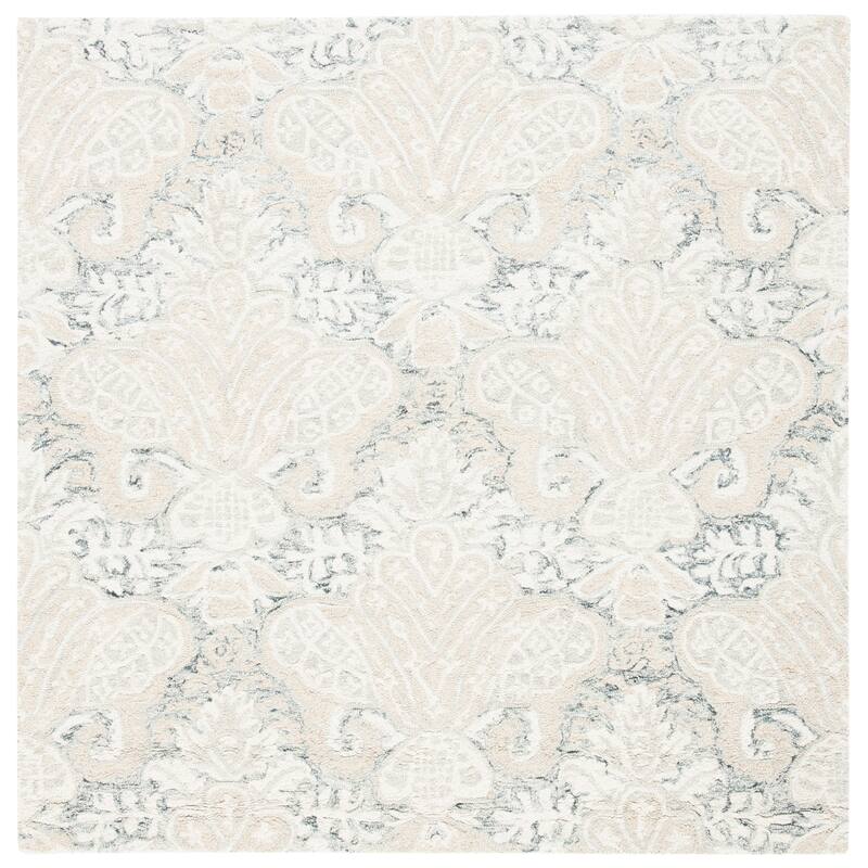 SAFAVIEH Handmade Micro-Loop Doinita Modern Wool Rug - 5' x 5' Square - Charcoal/Ivory