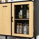 preview thumbnail 7 of 9, 59" H Buffet Sideboard Cabinet with Storage Door & Power Outlet, Farmhouse Coffee Bar Cabinet with Wine Rack