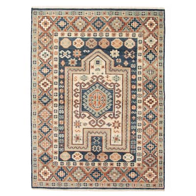 ECARPETGALLERY Hand-knotted Jules Serapi Dark Navy Wool Rug - 5'5 x 7'8