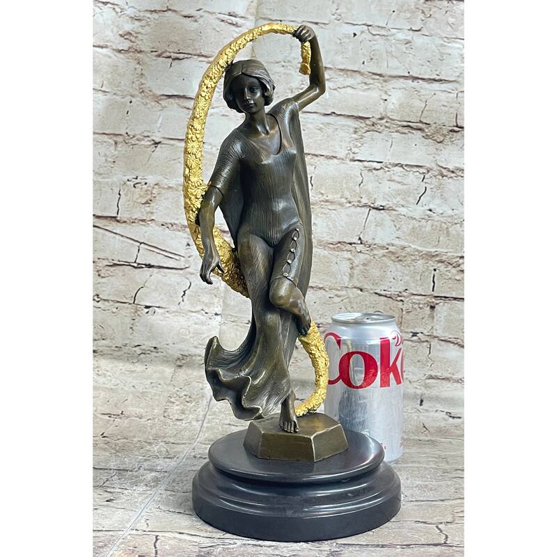 Scarf Dancer Pure Bronze Art Deco Dancer Signed Guirande Hot Cast Figurine Gilt