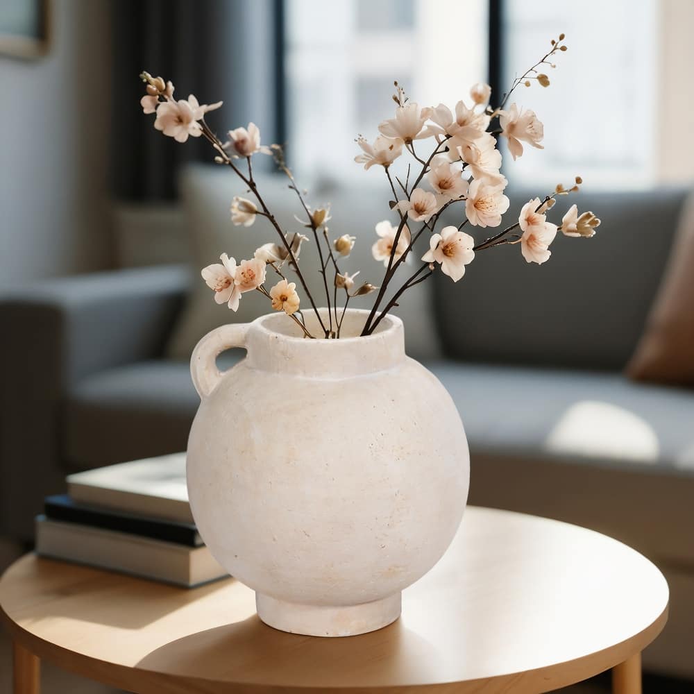 Handcrafted Terracotta Pottery Round Vase Modern Visual Interest