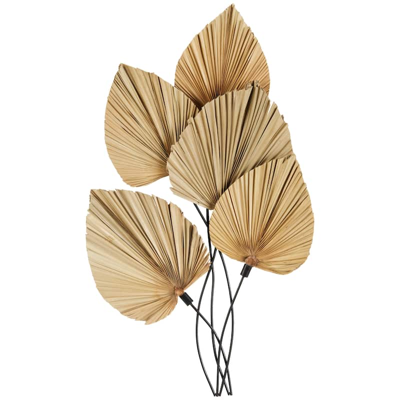 Metal Leaf Layered Home Wall Decor with Palm Leave Accents - Brown - Roche River Decor
