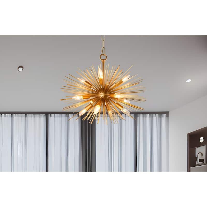 12-Light Dimmable Sci-fi Sputnik Chandelier (Gold)