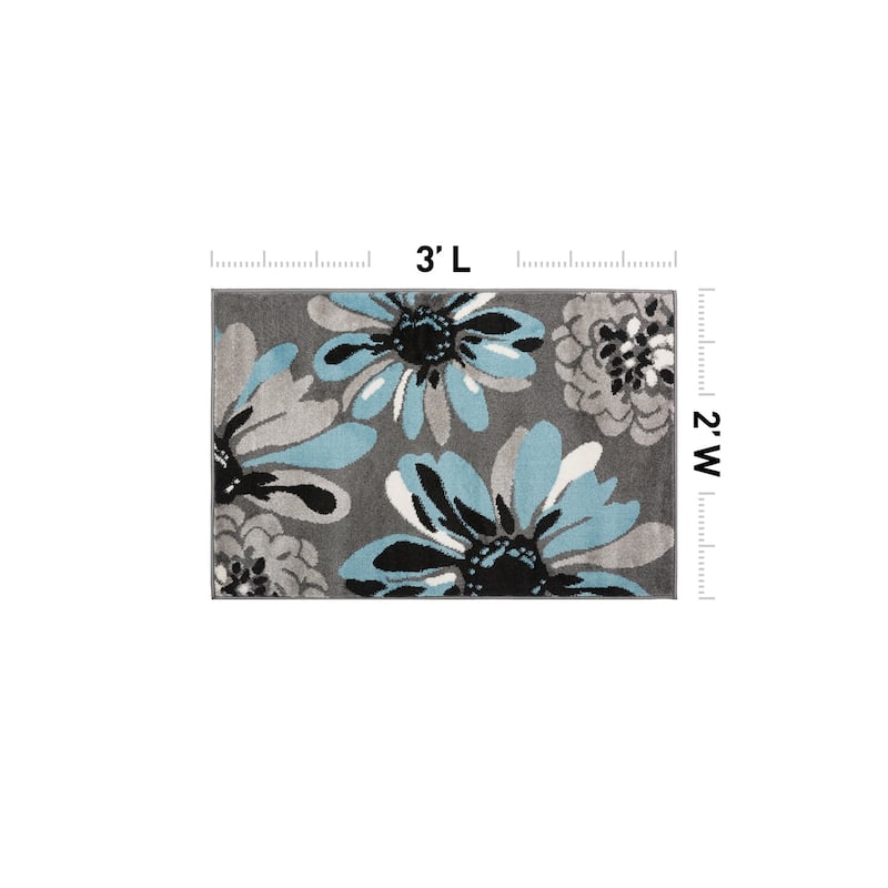 World Rug Gallery Contemporary Modern Flowers Area Rug