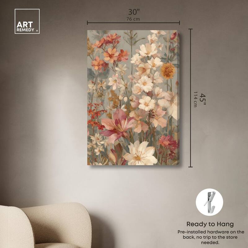 Soft Cream Wilds Canvas by Art Remedy, Gallery Wrapped