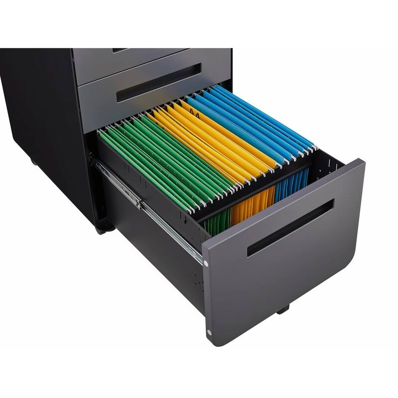 Lockable 3-Drawer File Cabinet with Wheels & Removable Pencil Tray