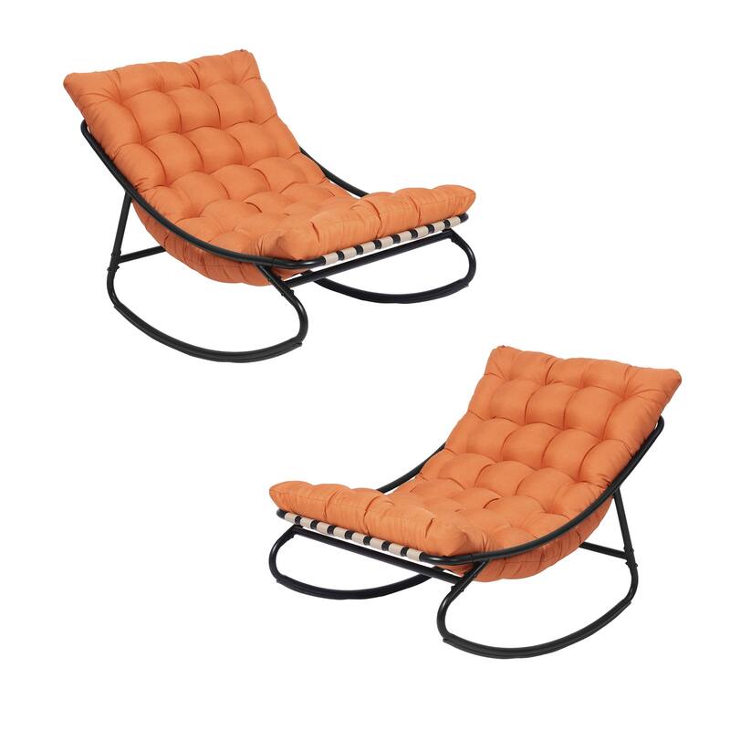 Outdoor Metal Frame Rocking Chair with Water-Resistant Cushions