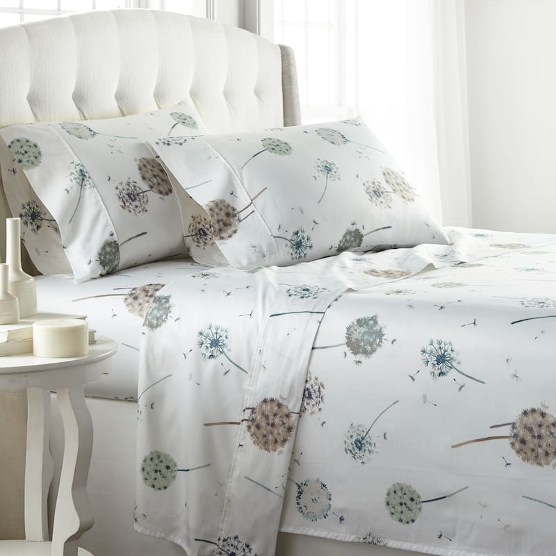 Luxury Dandelion Dreams Extra Deep Pocket Cotton Sateen 4-piece Bed Sheet Set