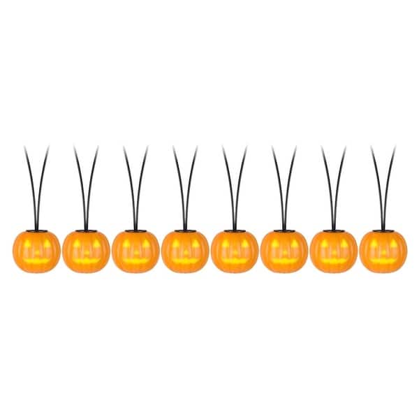 slide 2 of 4, Gemmy Spooky Mood's White 8 ct LED Prelit Musical Jack-O-Lantern String Lights