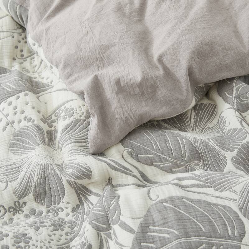 100% Cotton Gauze Double-Layer Floral Jacquard Duvet Cover Set