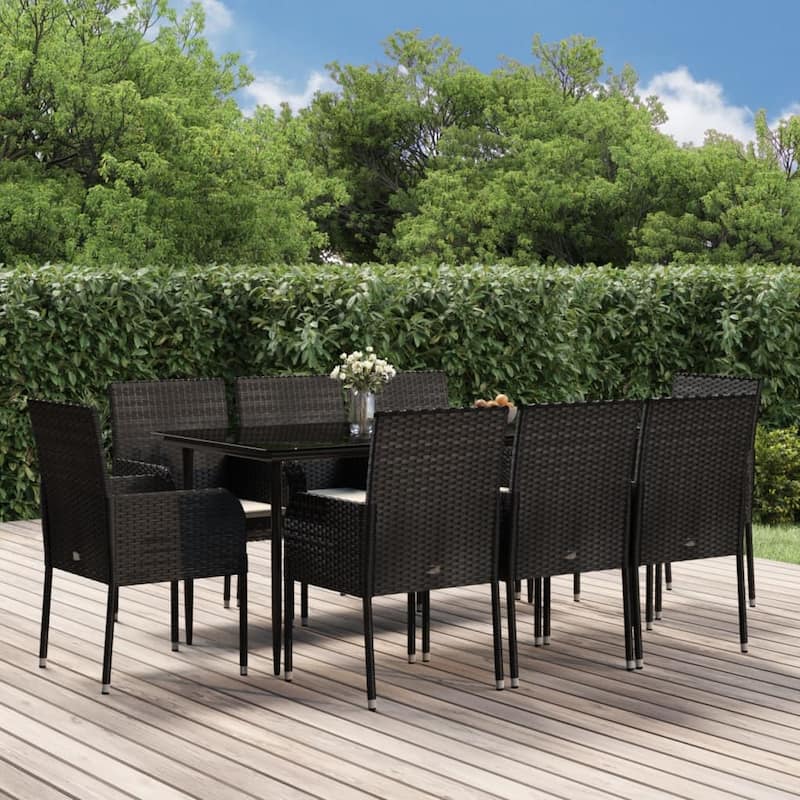 vidaXL Patio Dining Set Outdoor Rattan Wicker Table and Chair Set for Porch