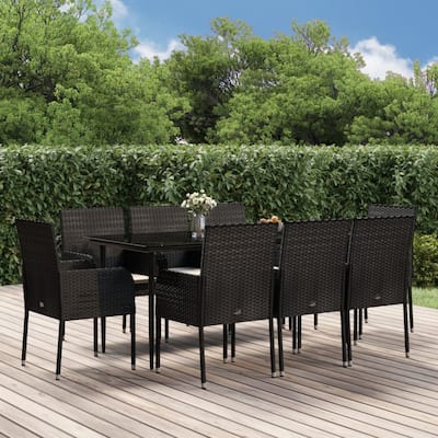 vidaXL Patio Dining Set Outdoor Rattan Wicker Table and Chair Set for Porch